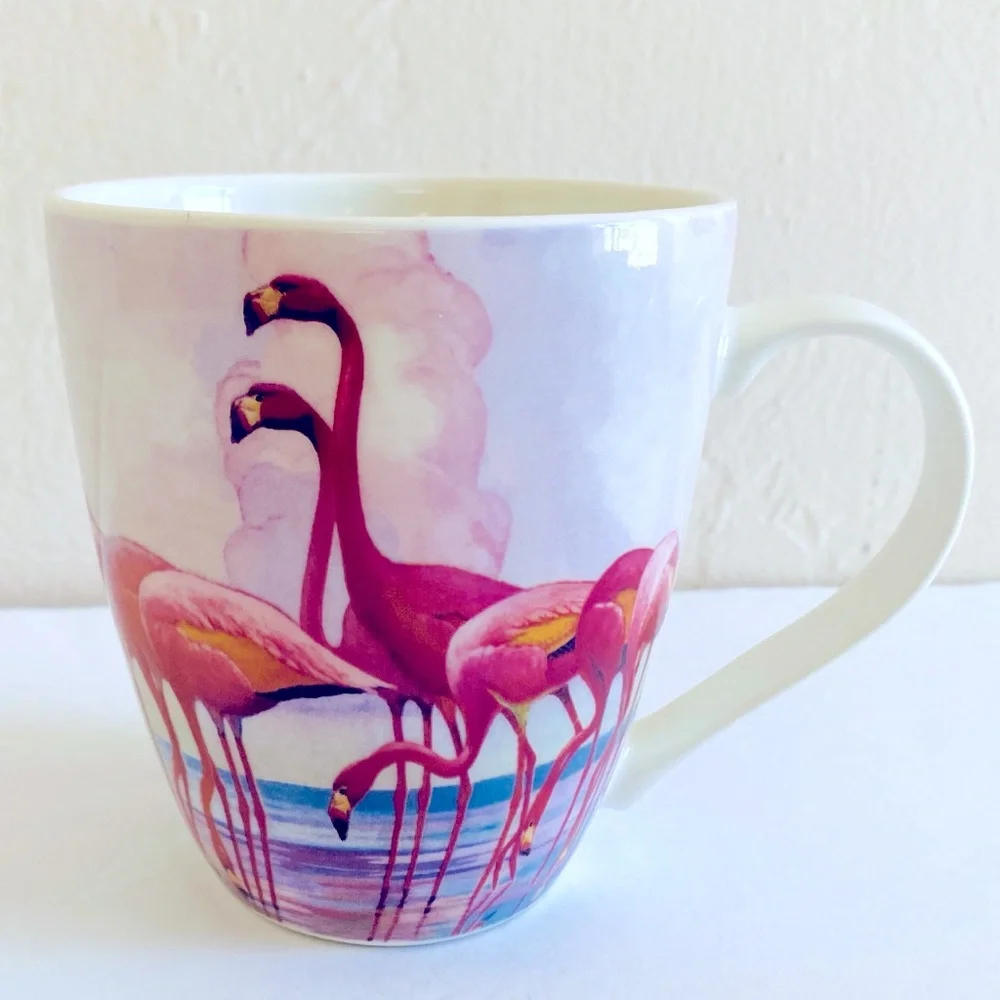 Pfaltzgraff Flamingo Mug Ceramic Pink Tropical Whimsy Kitsch Beachy Florida